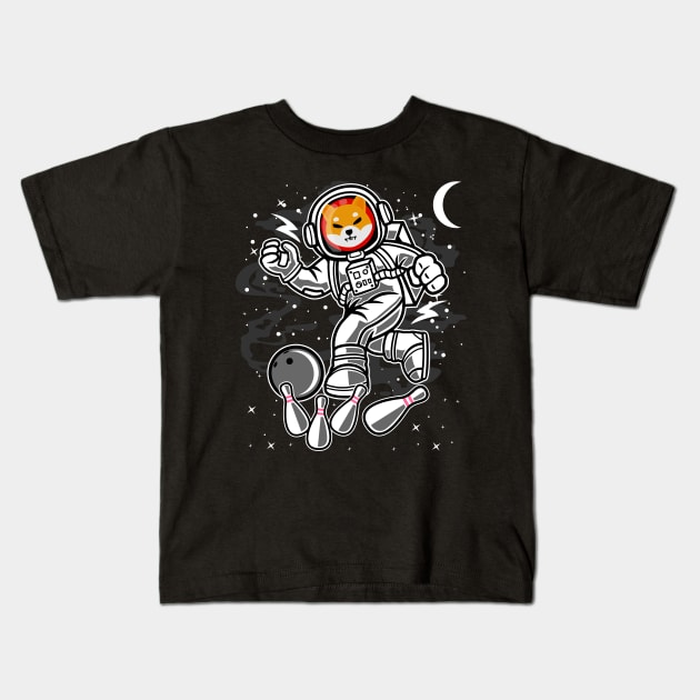 Astronaut Bowling Shiba Inu Coin To The Moon Shib Army Crypto Token Cryptocurrency Blockchain Wallet Birthday Gift For Men Women Kids Kids T-Shirt by Thingking About